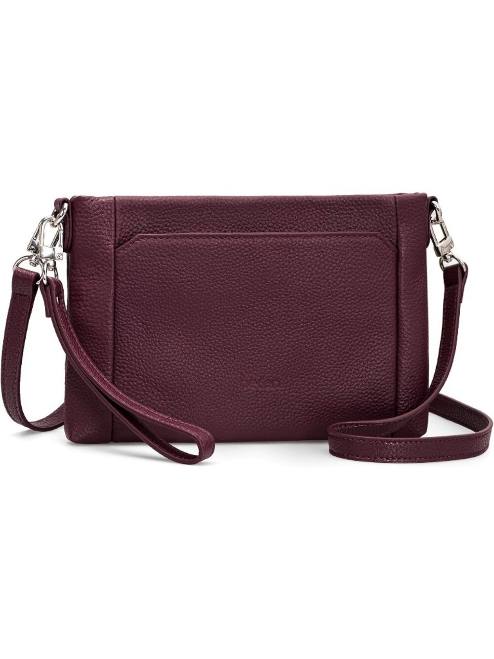 Women's Burgundy Full Grain Leather Wristlet Wallet Soft RFID Crossbody Bags